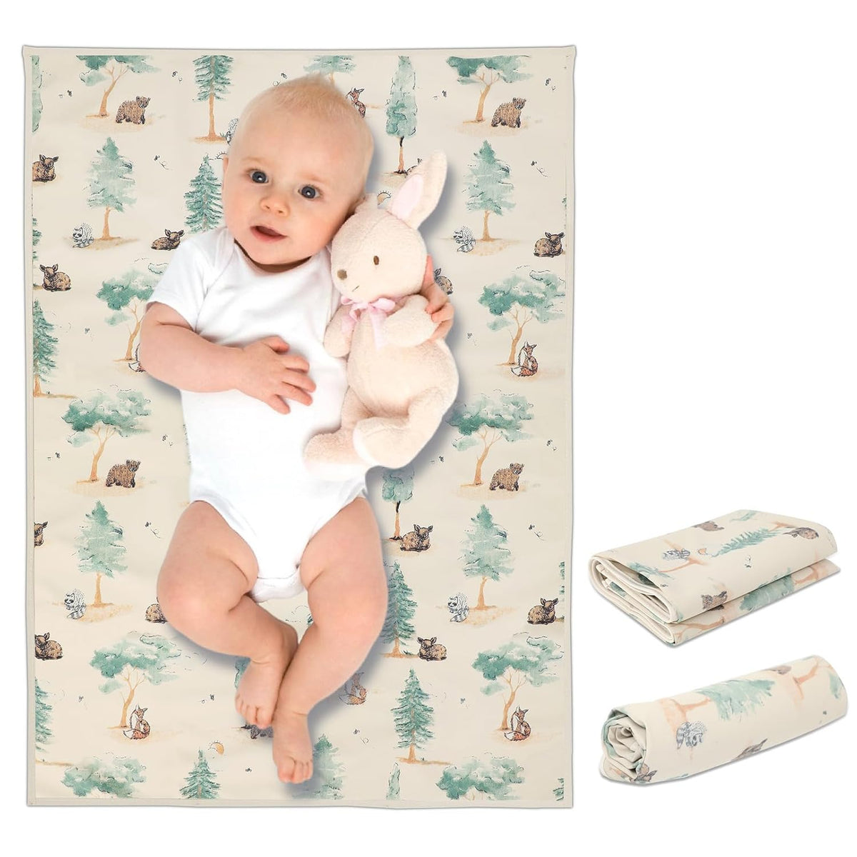 Vegan Leather Baby Changing Mat - Wipeable Portable Changing Pad, Foldable Travel Changing Mat for