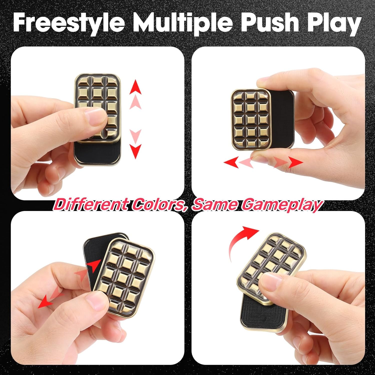 Fidget Slider for Adults - Brick Slider Metal Fidget Toys, Anxiety/ADHD/Annoy Relieving EDC Metal