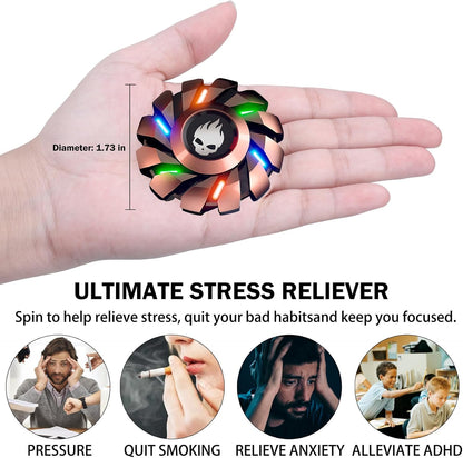 Metal Fidget Spinner High Speed and Silence Colorful Glowing, Cool Mechanical Gear Spinner