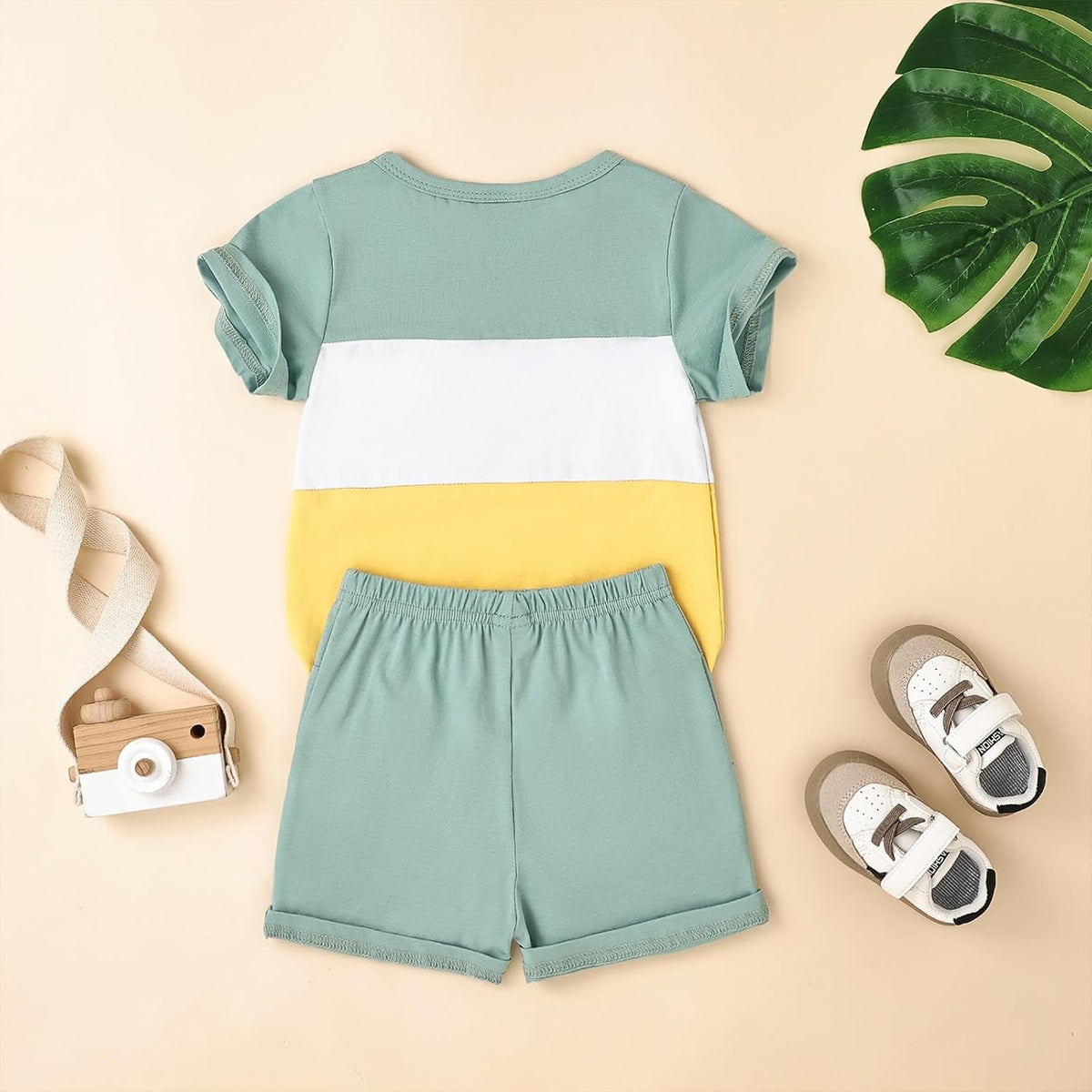Baby Boy Clothes Toddler Boy Summer Outfits Short Sleeve Patchwork Top T-shirt & Pocket Pant Set 2