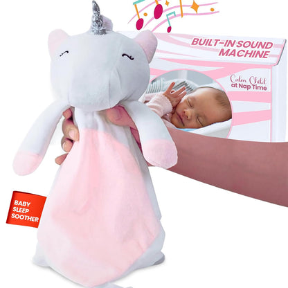 4-in-1 Sound Machine, Baby Lovey, Blanket - White Noise & Lullaby Plush Unicorn Calms & Reduces