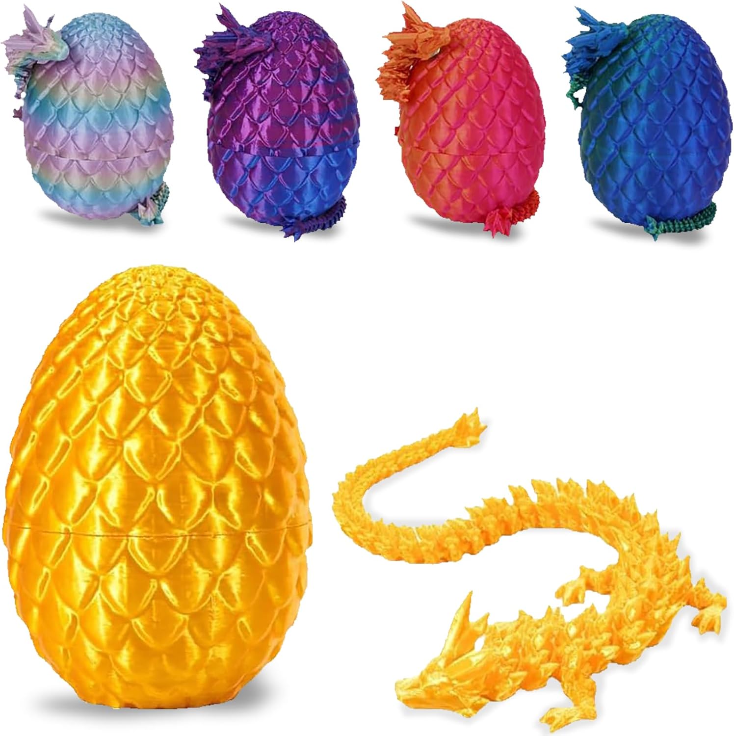 Cessfle 3D Printed Dragon in Egg, Crystal Dragon Eggs with Dragon Inside, Full Articulated Dragon