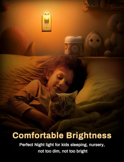 Owl Night Lights Plug Into Wall, Cute Night Light for Kids, 8-Color LED Night Light with Dusk to
