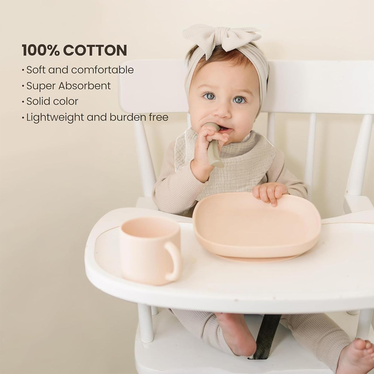 Konssy Muslin Baby Bibs 10 Pack Baby Bandana Drool Bibs 100% Cotton for Unisex Boys and Girls, Soft