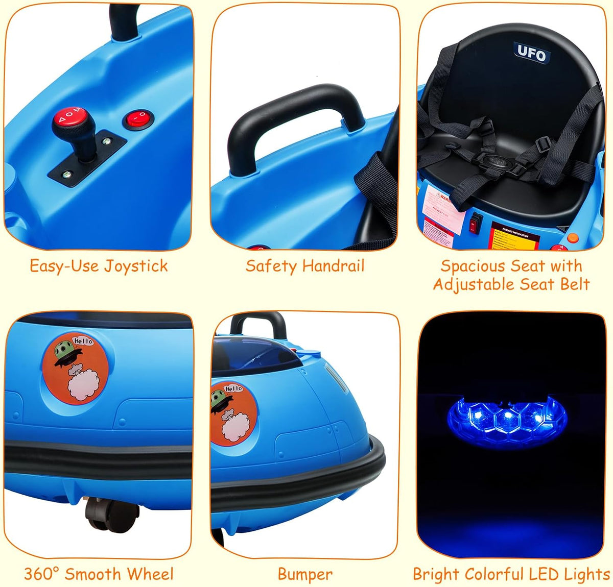 12V Electric Ride on Bumper Car for Toddlers, Kids Bumper Car with Remote Control, LED Lights & 360
