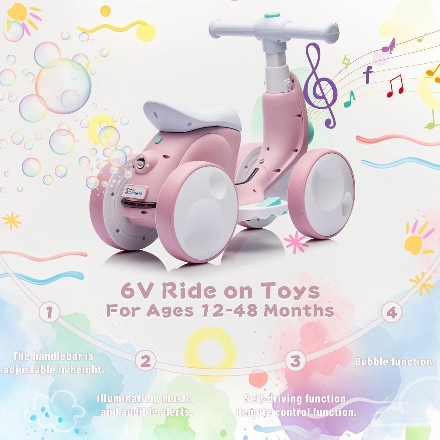6V Electric Baby Balance Bike for 1 Year Old Boys Girls Ride on Toys 12-48 Months Toddler Balance