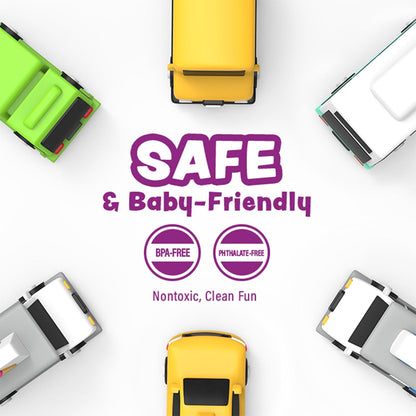 Tub Works® Vehicles™ Bath Cars Mold Free Bath Toys, 6 Pack | Sealed, No Hole Bath Toys Design Keeps