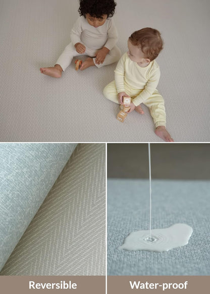Baby Care Play Mat (Large, Hygge - Spore & Wooden) 82'' x 55'' Original One-Piece Reversible