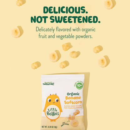 Little Bellies Organic Banana Softcorn Baby Snack (Pack of 18 x 0.28 oz Individual Packs)