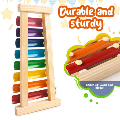MCPINKY Xylophone for Kids with 2 Mallets, Wooden, Rainbow