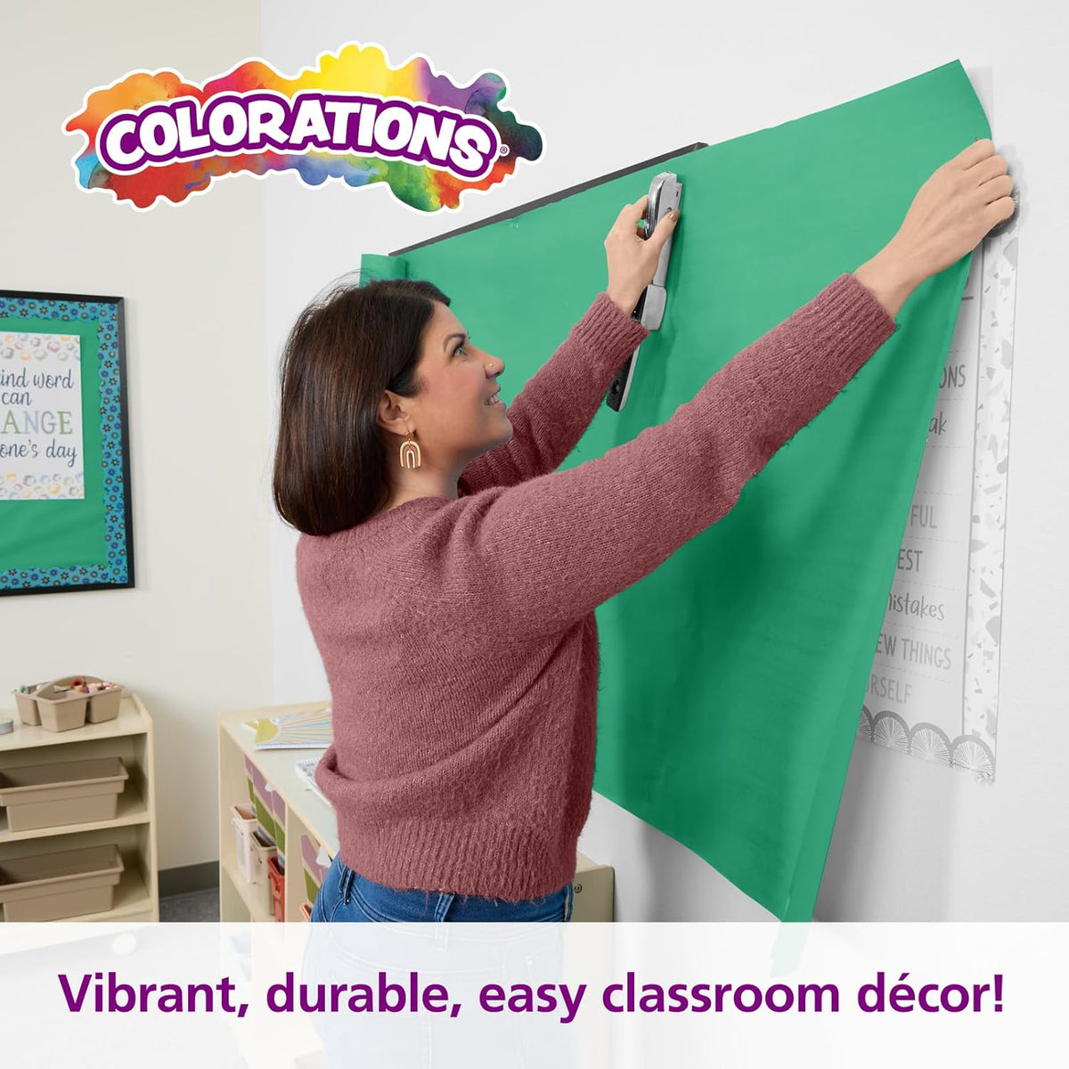 Colorations Dual Surface Paper Roll, Bright Green, 36" x 1000', Textured Paper, Classroom Craft &