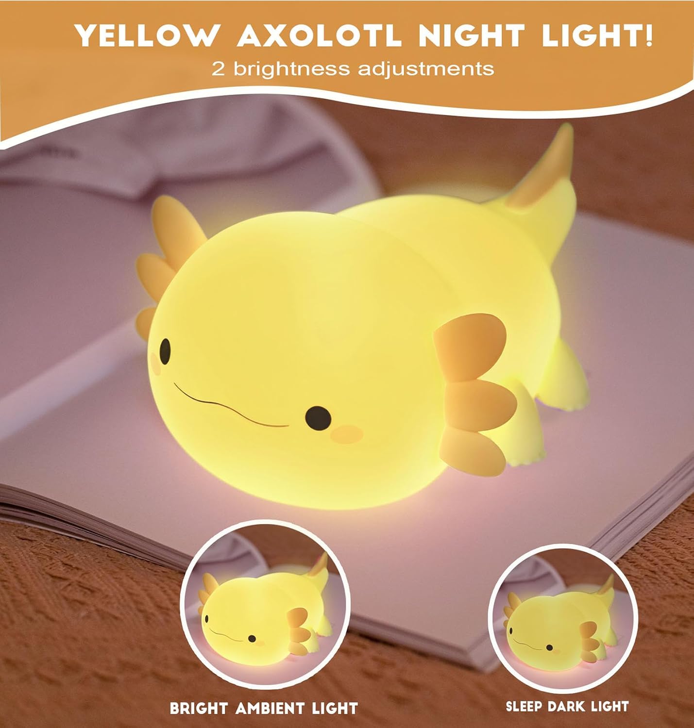 DREAMING MY DREAM Axolotl Night Light for Kids,Cute Axolotl Gifts lamp Rechargeable Light Table