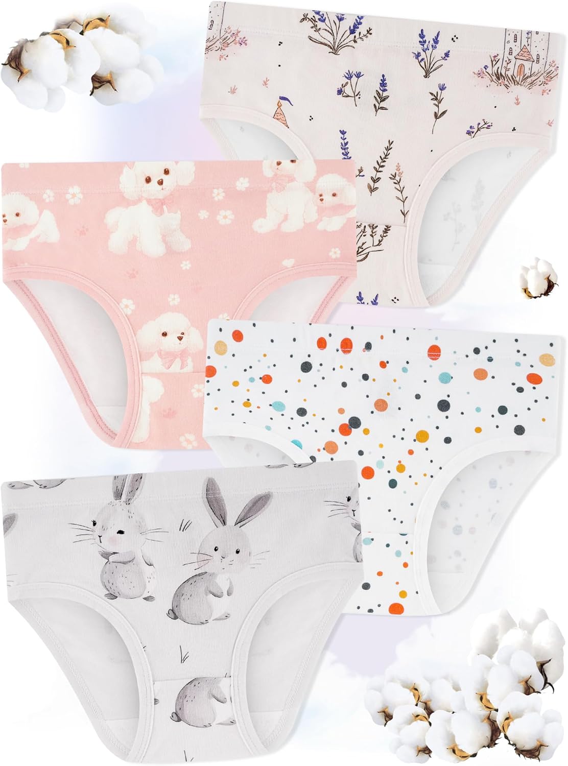 Girls' Underwear,Soft Cotton Tagless Panties for Toddlers' & Little Kids Comfort,Breathable