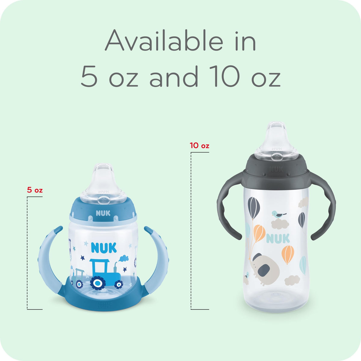 NUK Fun Grips Hard Spout Sippy Cup, 10 oz. | Easy to Hold, BPA Free, Spill Proof Toddler Cup, 4pk