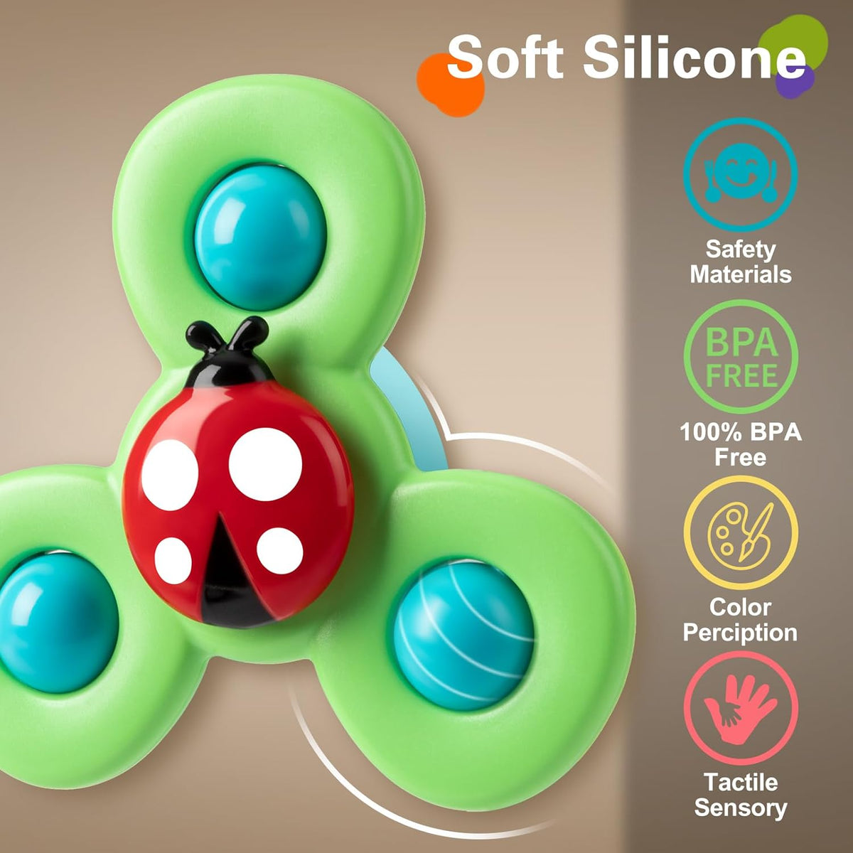 3PCS Suction Cup Spinner Toys for 1 2 Year Old Boys Spinning Toys 12-18 Months Sensory Toys for