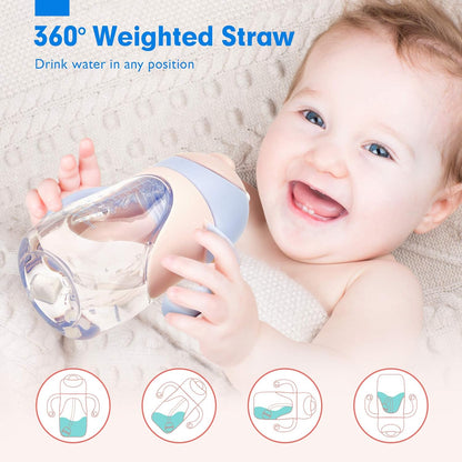 hahaland Sippy Cups for Baby 6-12 Months - 2 in 1 Spout & Straw Unicorns Sippy Cups for Toddlers