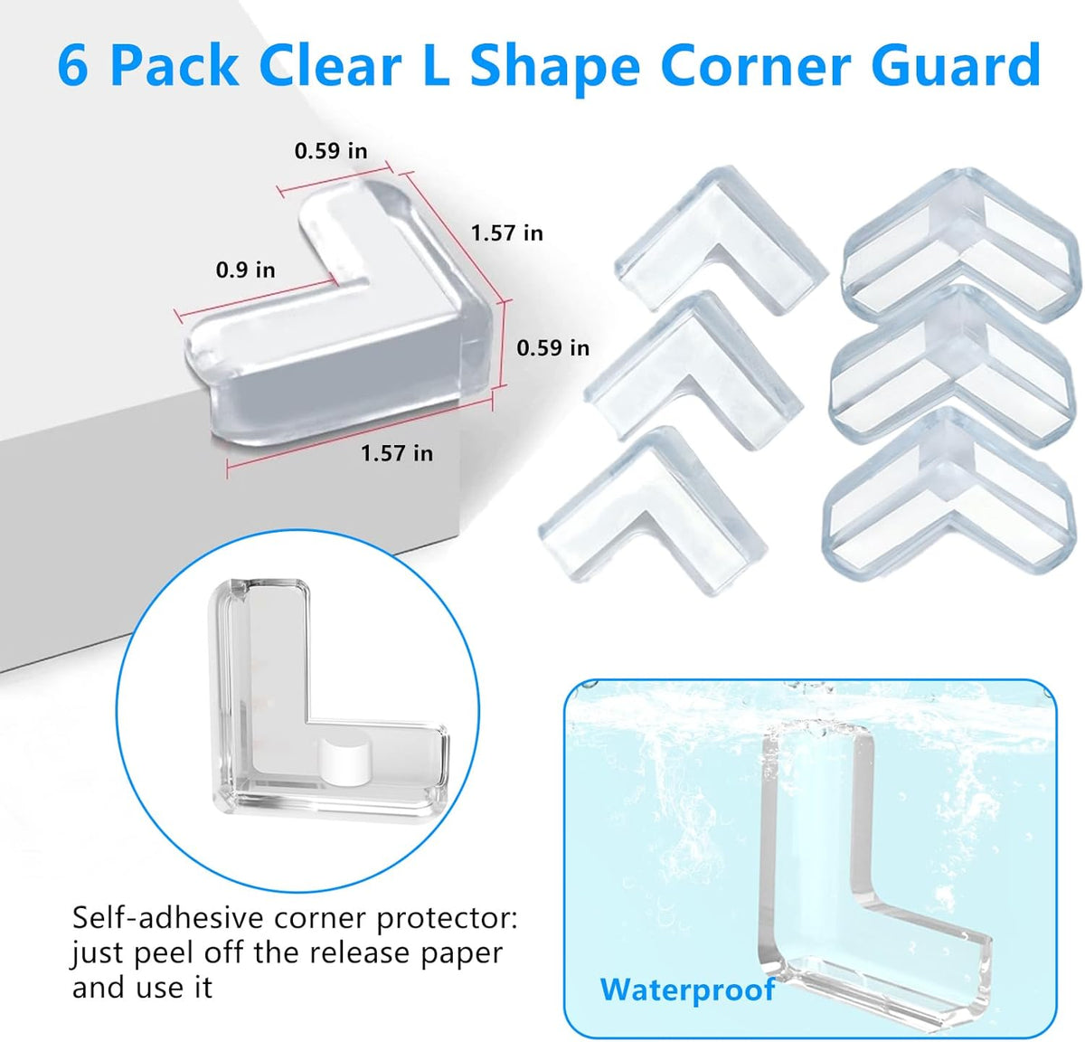 0.8 in x 16.4 FT,Edge Corner Protector Baby Proofing with 6 Corners,Soft Clear Furniture Table