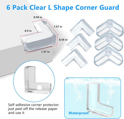 0.8 in x 16.4 FT,Edge Corner Protector Baby Proofing with 6 Corners,Soft Clear Furniture Table