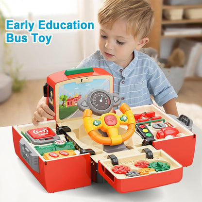 HONGTUO Fire Truck Toys with Teaching Meaning, Simulation Steering Wheel Driving Toy, Toddlers Fire