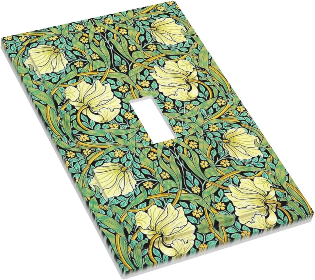 Decorative Light Switch Cover William Morris Vintage Floral Yellow Flowers Green Leaf 1 Gang Single