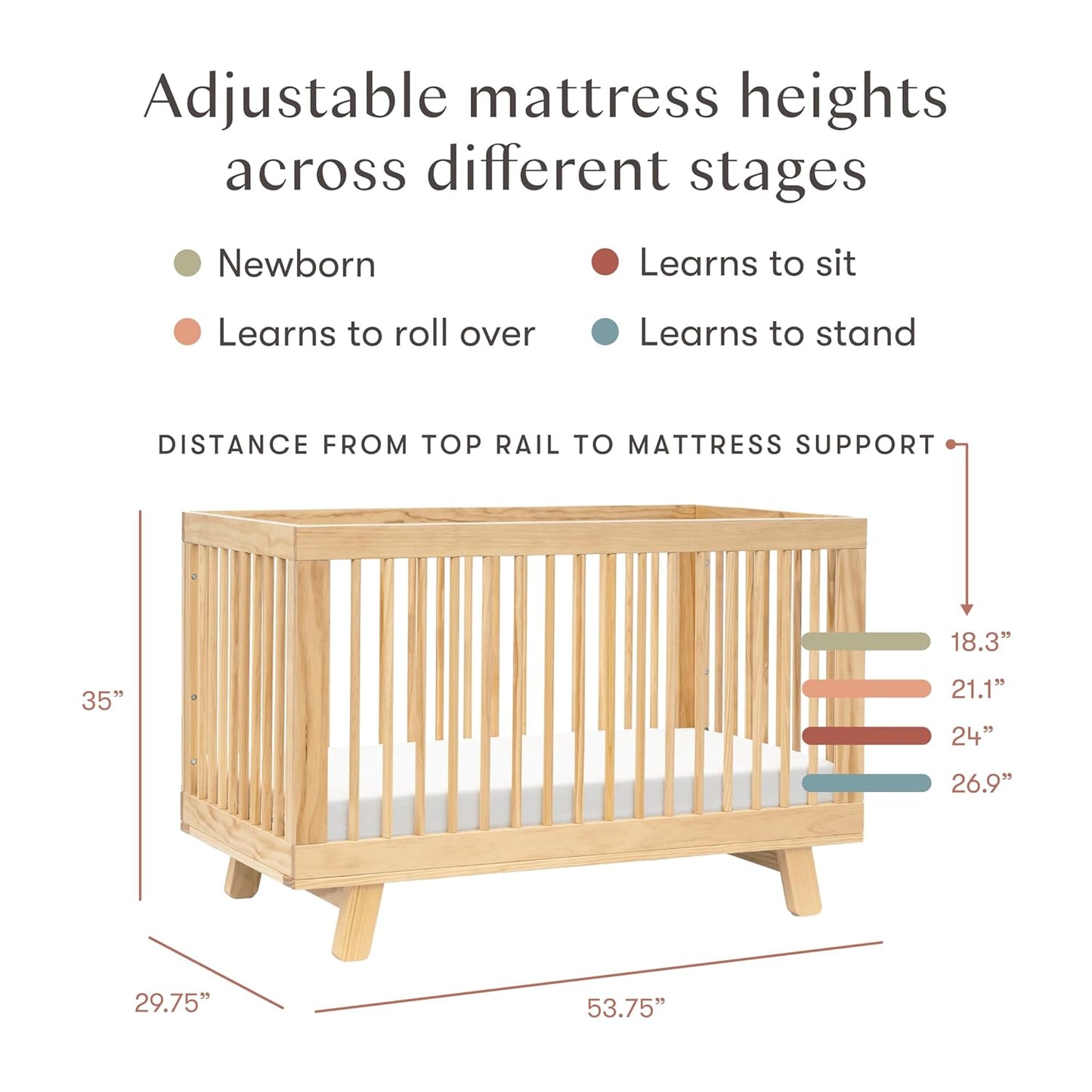 babyletto Hudson 3-in-1 Convertible Baby Crib with Toddler Bed & Daybed Conversion - Easy to