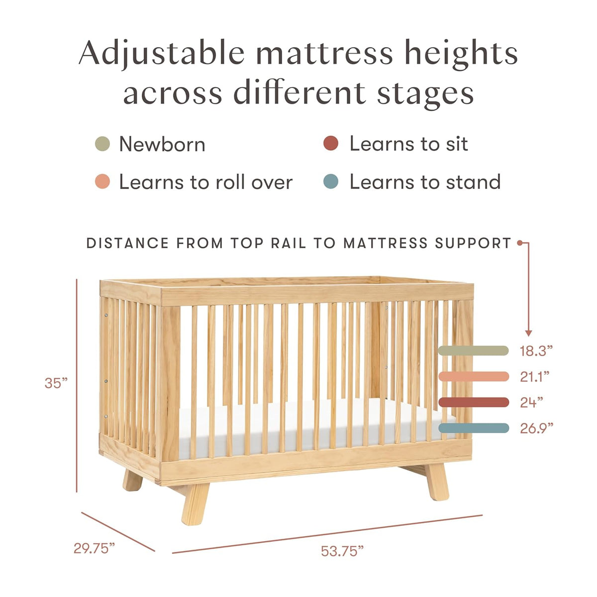 babyletto Hudson 3-in-1 Convertible Baby Crib with Toddler Bed & Daybed Conversion - Easy to