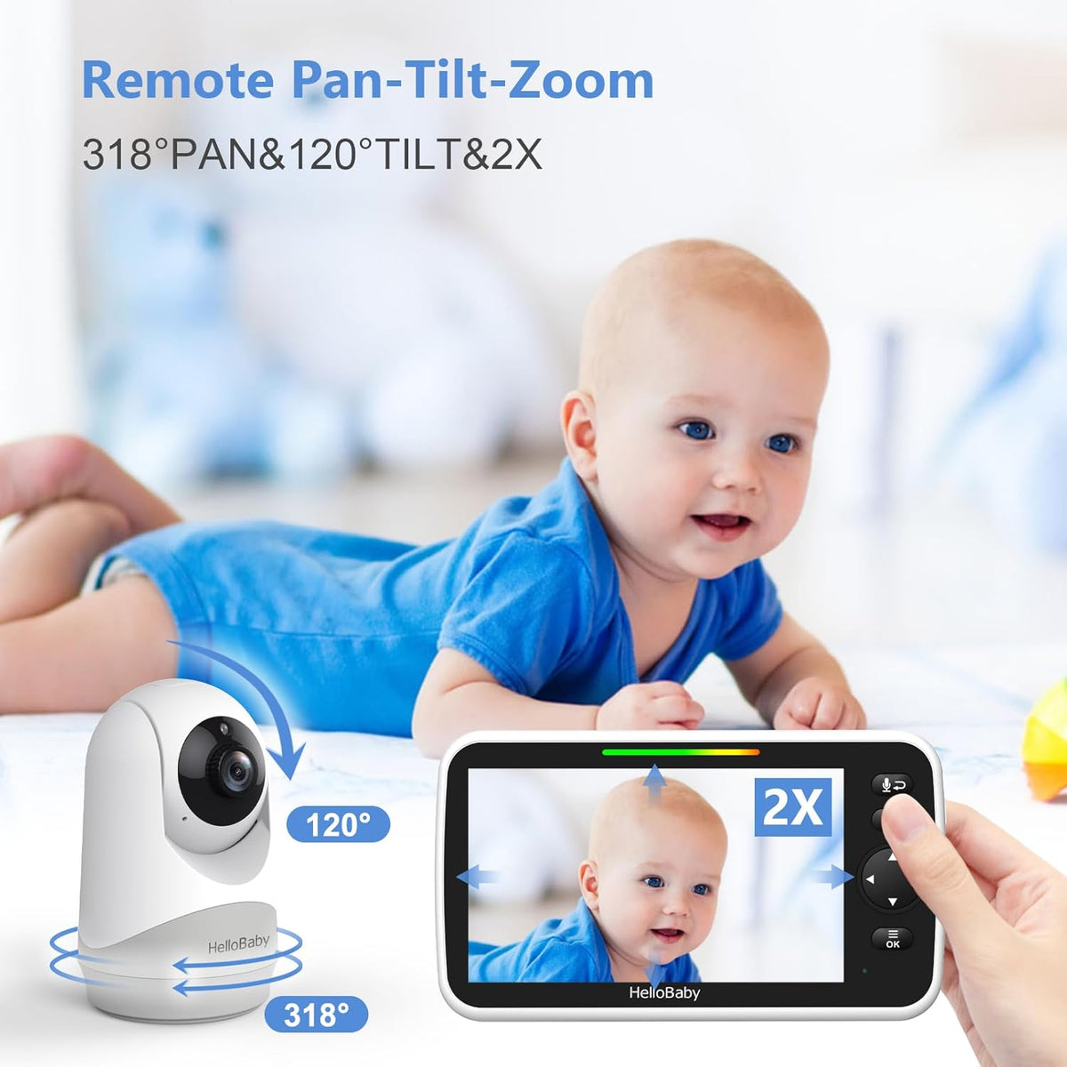HelloBaby 6”IPS Large Screen, Video Baby Monitor with Upgraded 4000mAh Battery, 2-Way Talk, Night