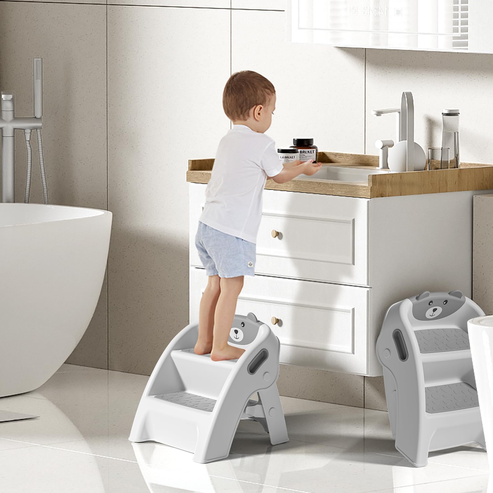 TPN Toddler Step Stool for Bathroom Sink and Potty Training Durable Anti-Slip,Anti-Tip