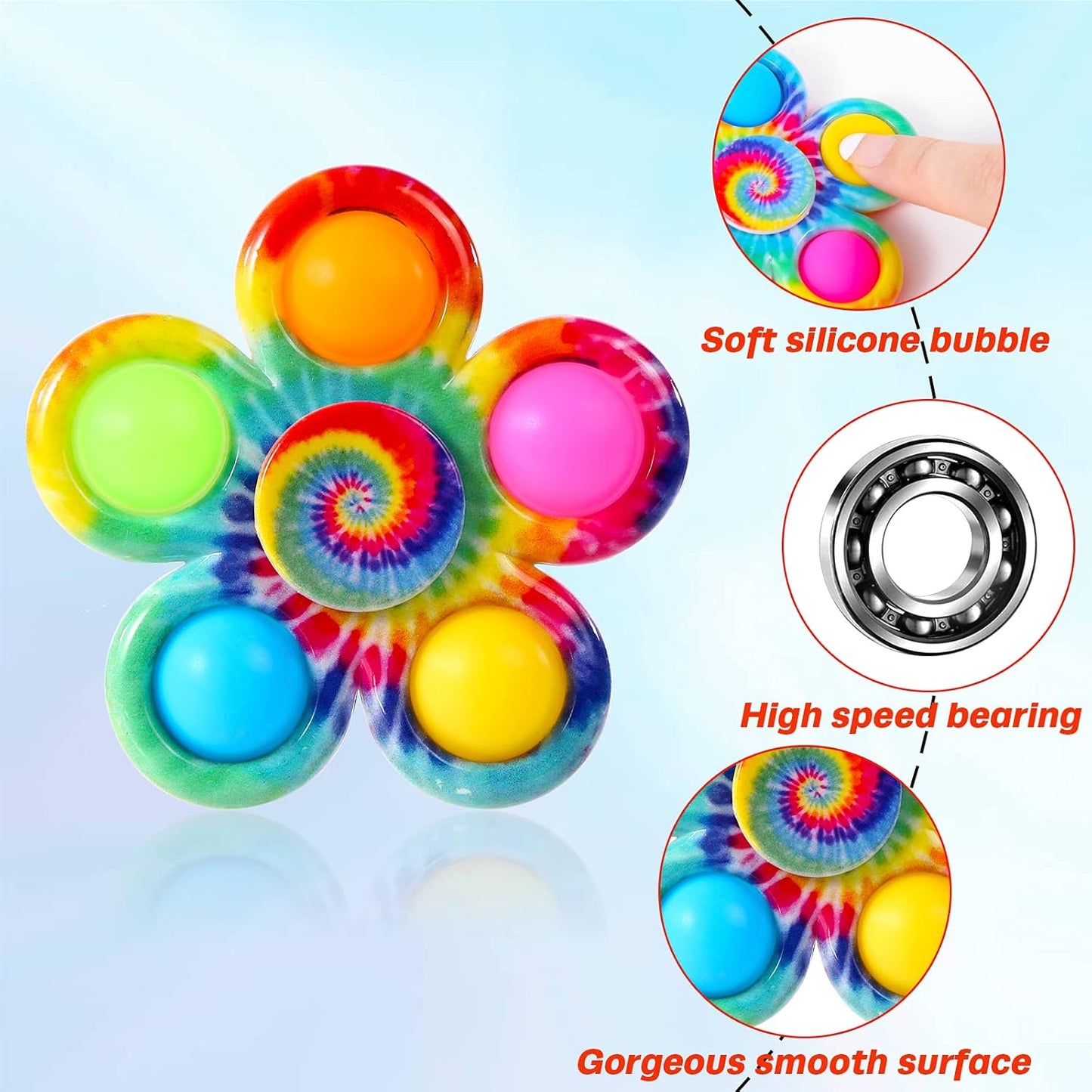 Fidget Spinners Toys 4 Pack, Fidget Toys for Kids Adults, Bulk Pop Sensory Spinner Toys Stress