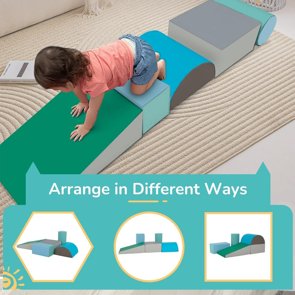 PayLessHere Climbing Toys for Toddlers 5 Piece Corner Foam Climbing Blocks Set with Soft Foam and