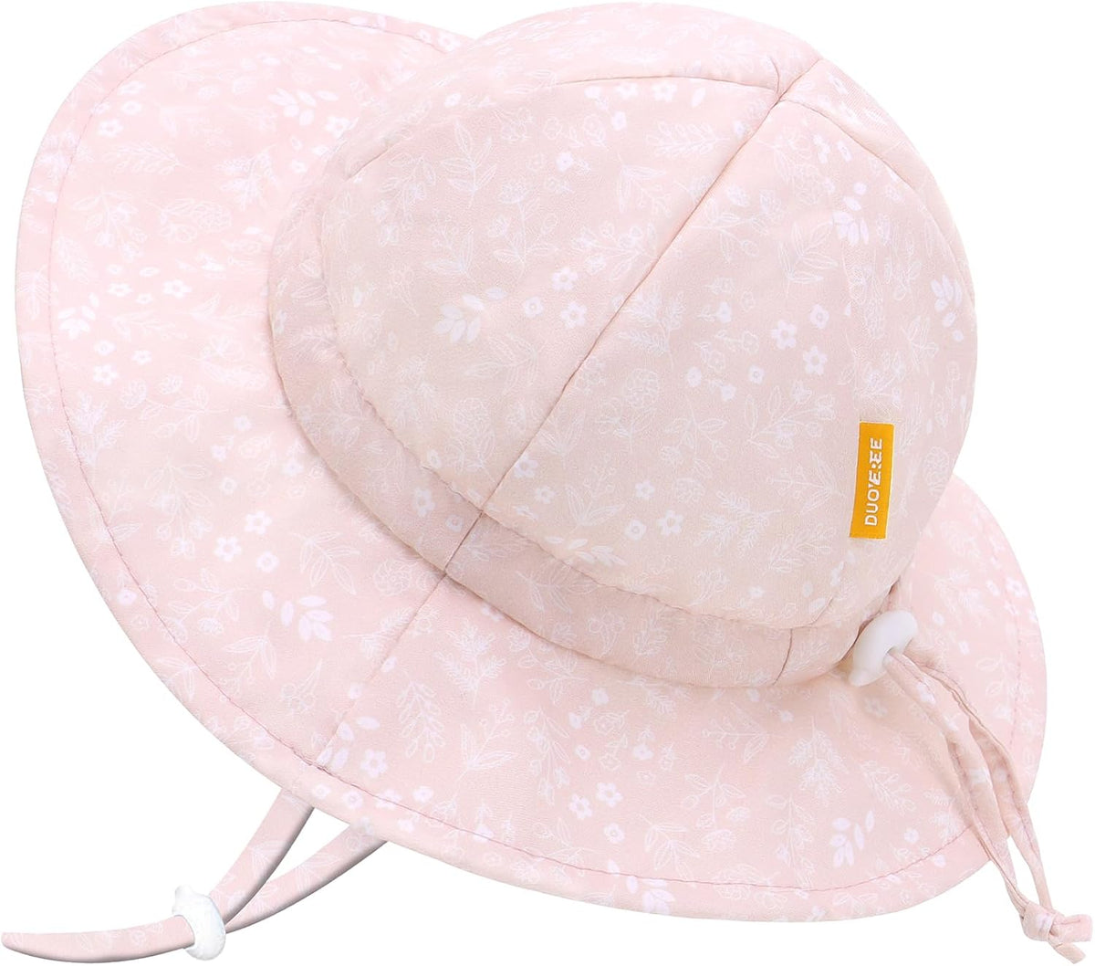 UPF 50+ Baby Bucket Hat - Wide Brim Sun Protection Beach Cap for Girls - Cute & Adjustable Toddler