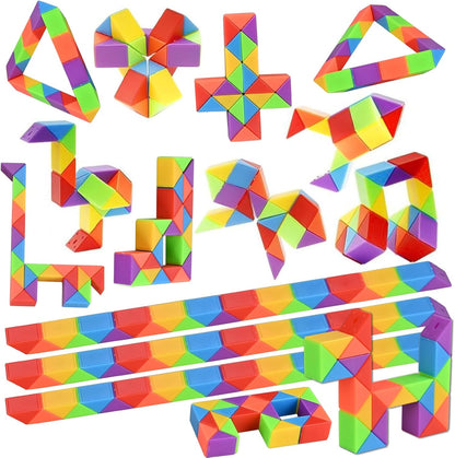 GOLDGE 40 Pack Mini Fidget Snake Cube Puzzle Toys - Party Favors & Goodie Bag Fillers, Travel Toys