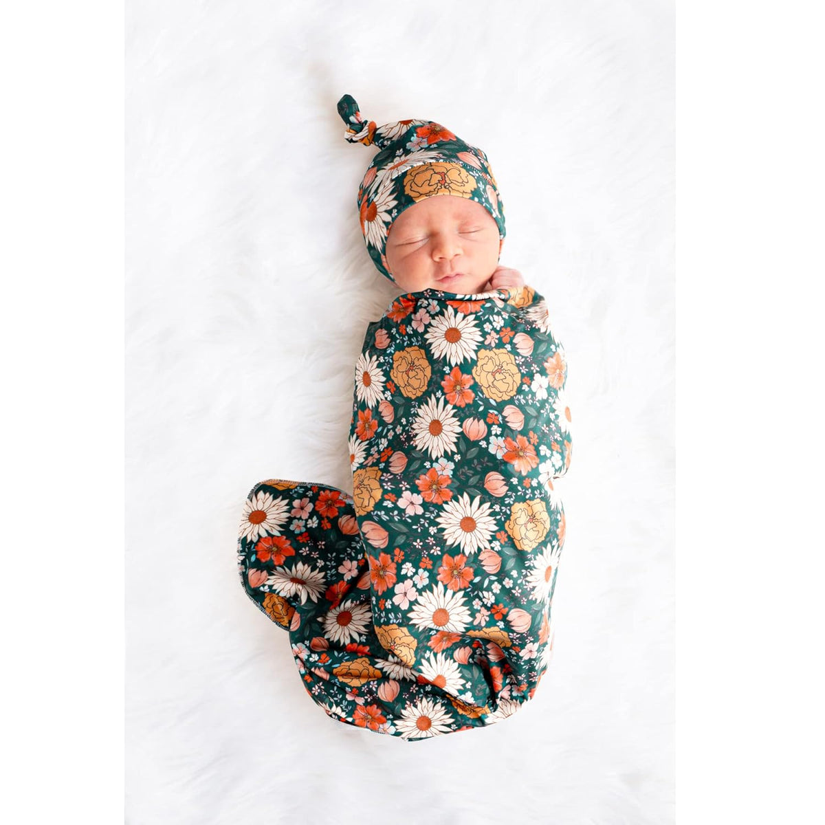 Konssy Baby Girl Newborn Receiving Blanket with Matching Headband and Beanie Set Baby Swaddle