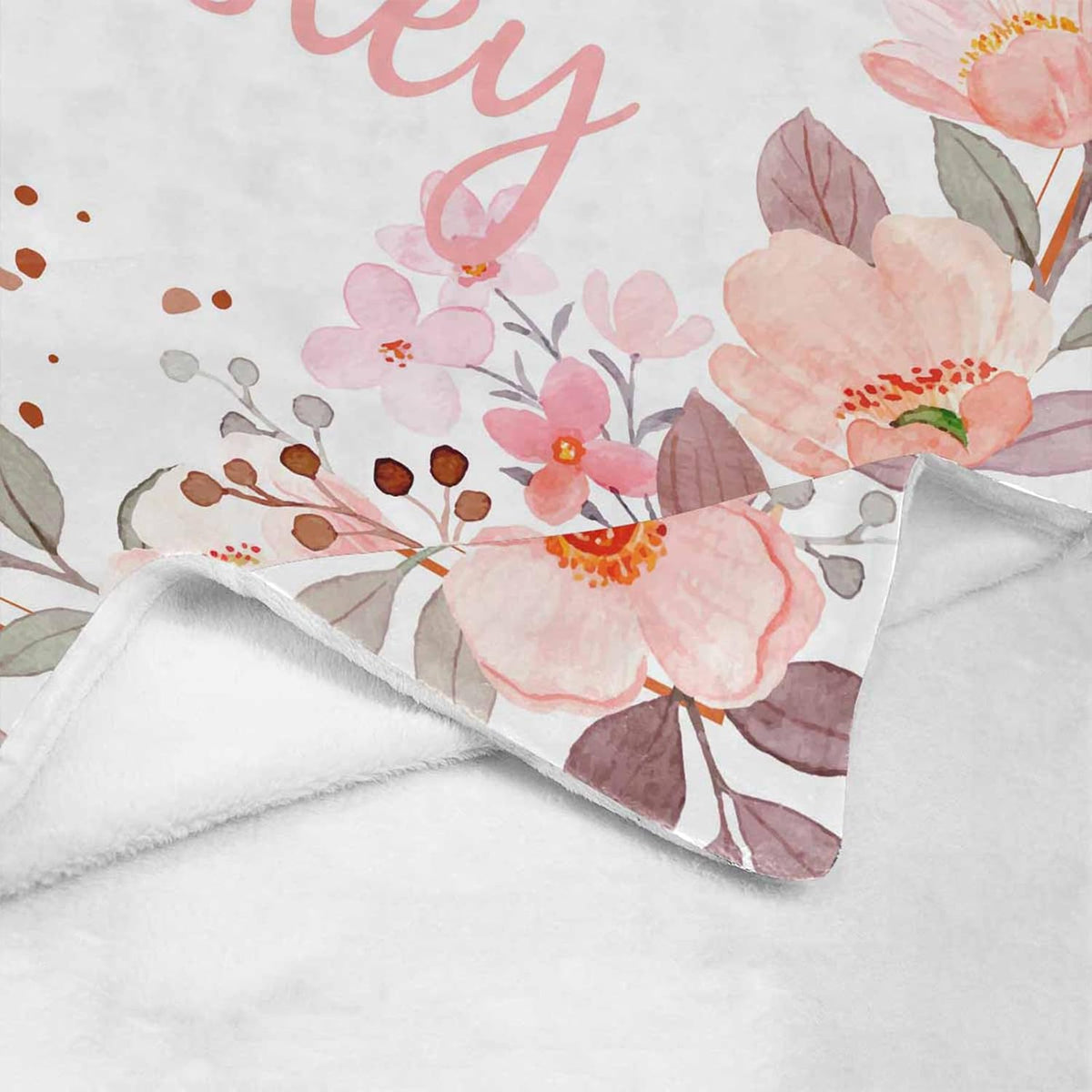 Personalized Baby Blanket with Name, Custom Floral Name Blanket Toddler Girls Soft Flannne