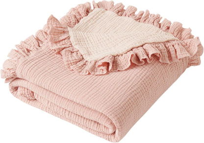 Konssy Flounce Muslin Baby Blankets, Cotton Crib Blanket for Baby Infant Toddler, Super Soft and