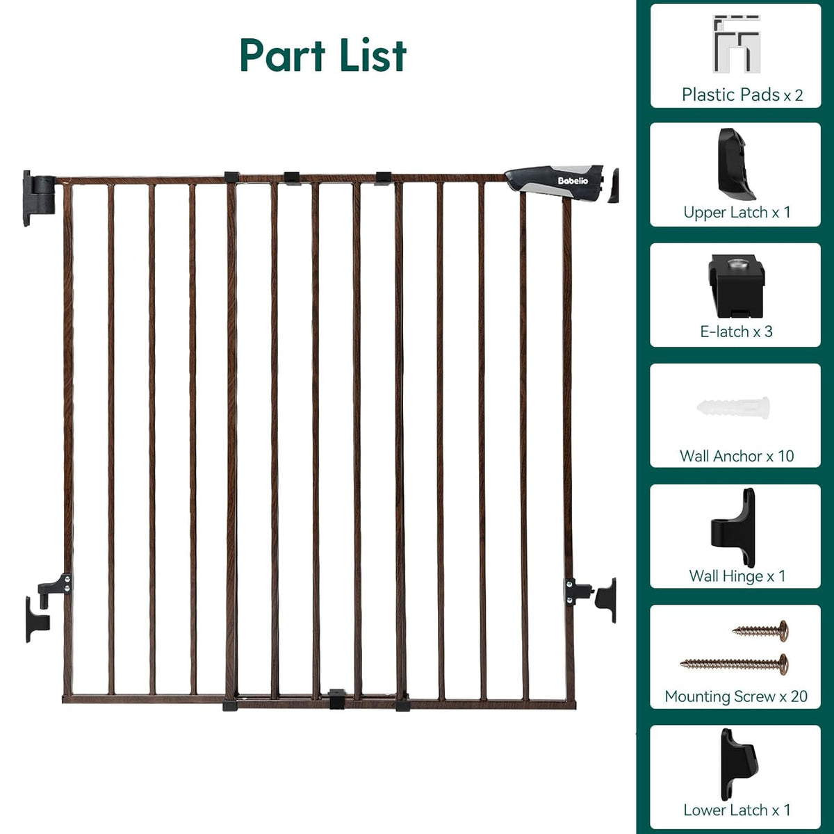 Babelio 26-43" No Bottom Bar Baby Gate for Babies, Elders and Pets, 2-in-1 Hardware Mount Dog Gate