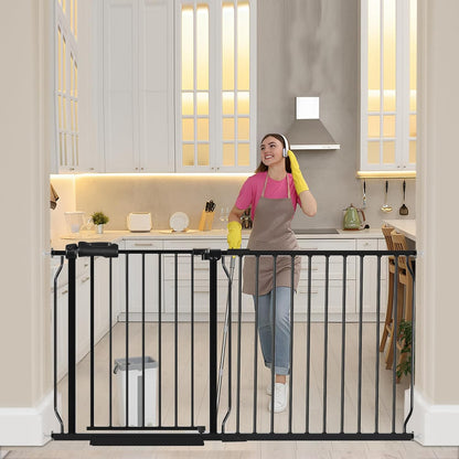 HOOEN 30" Tall Extra Wide Baby Gate for Stairs Doorways 57.5 to 62 Inch Large Long Dog Gates
