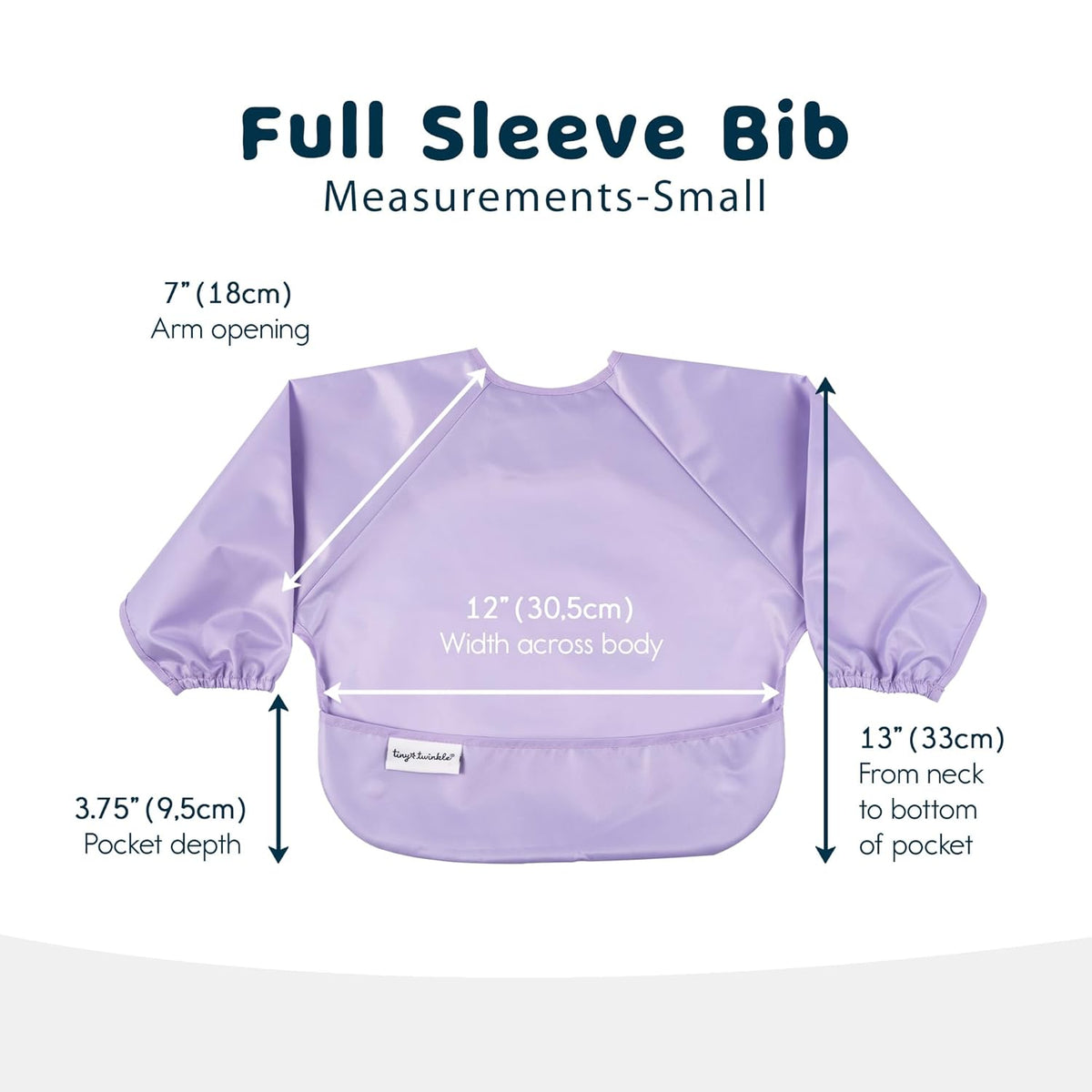 Tiny Twinkle Mess Proof Baby Bibs, 2pk Waterproof Smock Baby Bibs for Eating, Machine Washable Long