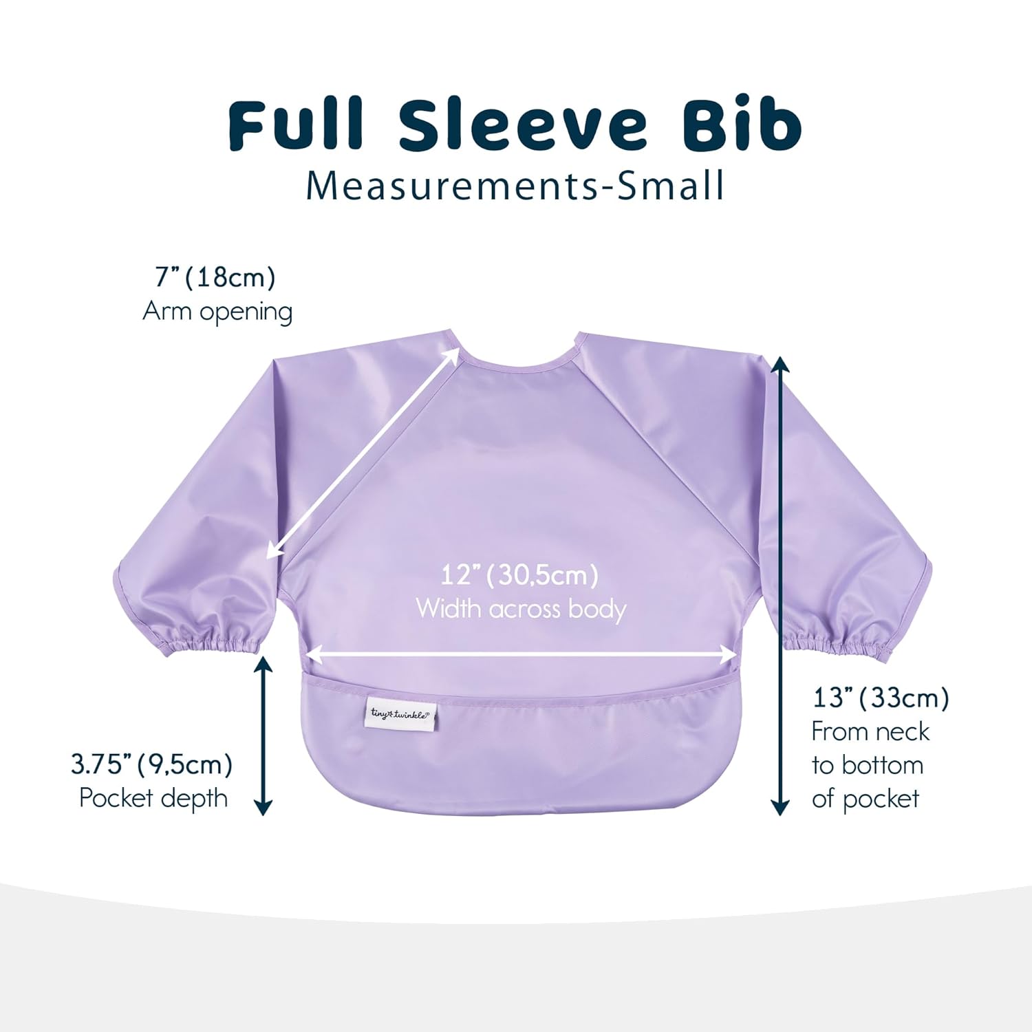 Tiny Twinkle Mess Proof Baby Bibs, 2pk Waterproof Smock Baby Bibs for Eating, Machine Washable Long
