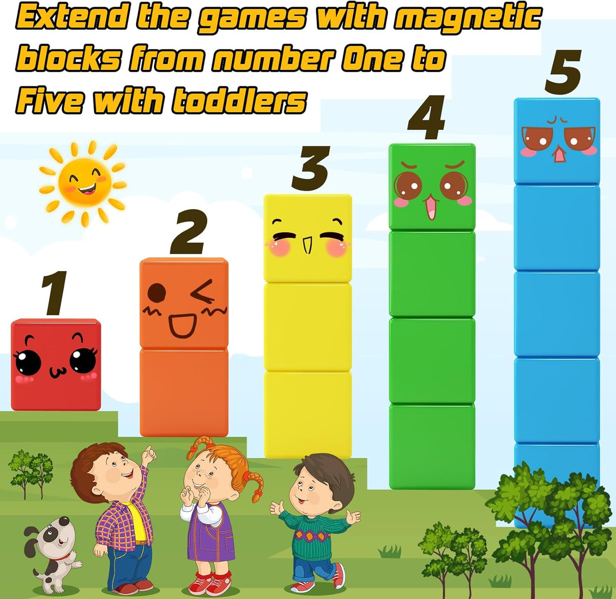 48PCS Magnetic Blocks for Toddlers Toys, Large Magnetic Cube Toy for Sensory STEM Education