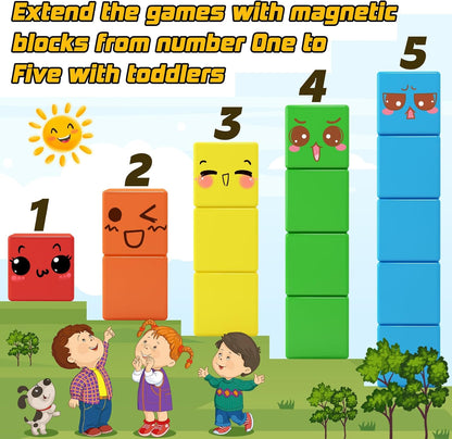 48PCS Magnetic Blocks for Toddlers Toys, Large Magnetic Cube Toy for Sensory STEM Education