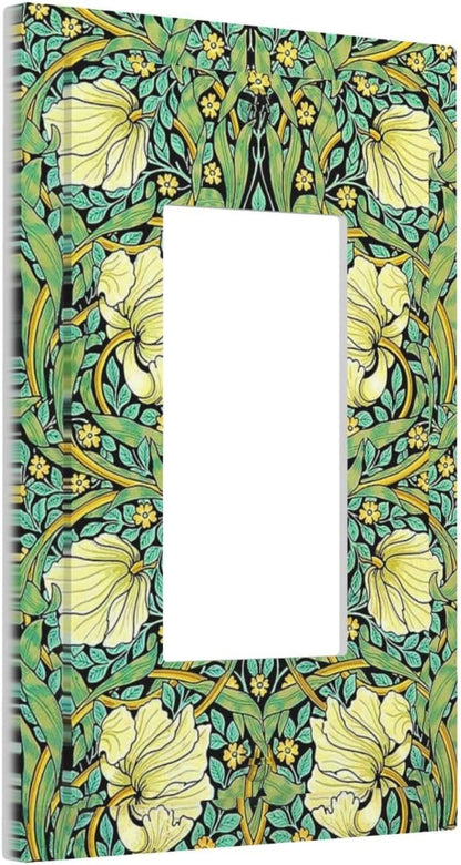 Decorative Outlet Covers William Morris Vintage Floral Yellow Flowers Green Leaf 1 Gang Single
