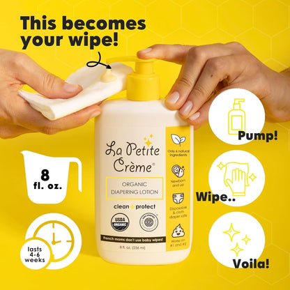 La Petite Creme French Premium Liniment Baby Lotion - Diaper Cream Alternative to Wet Wipes