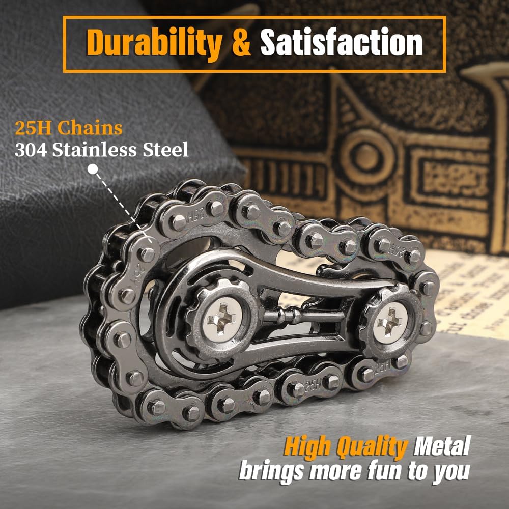 Cool Sprockets Fidget Chain, Hand Roller Toys for Kids Adults, Metal Transformable Sensory Bike
