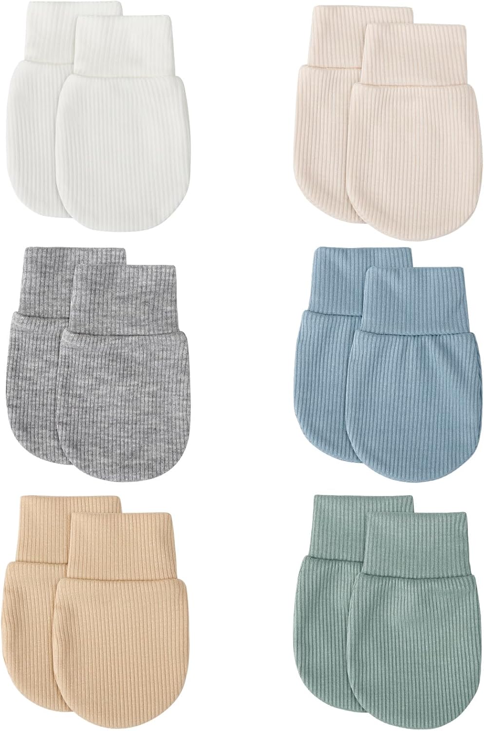 BQUBO 6 Pairs Newborn Baby Boys Girls Mittens 0-6 Months Unisex-Baby Infant Mittens Elastic No
