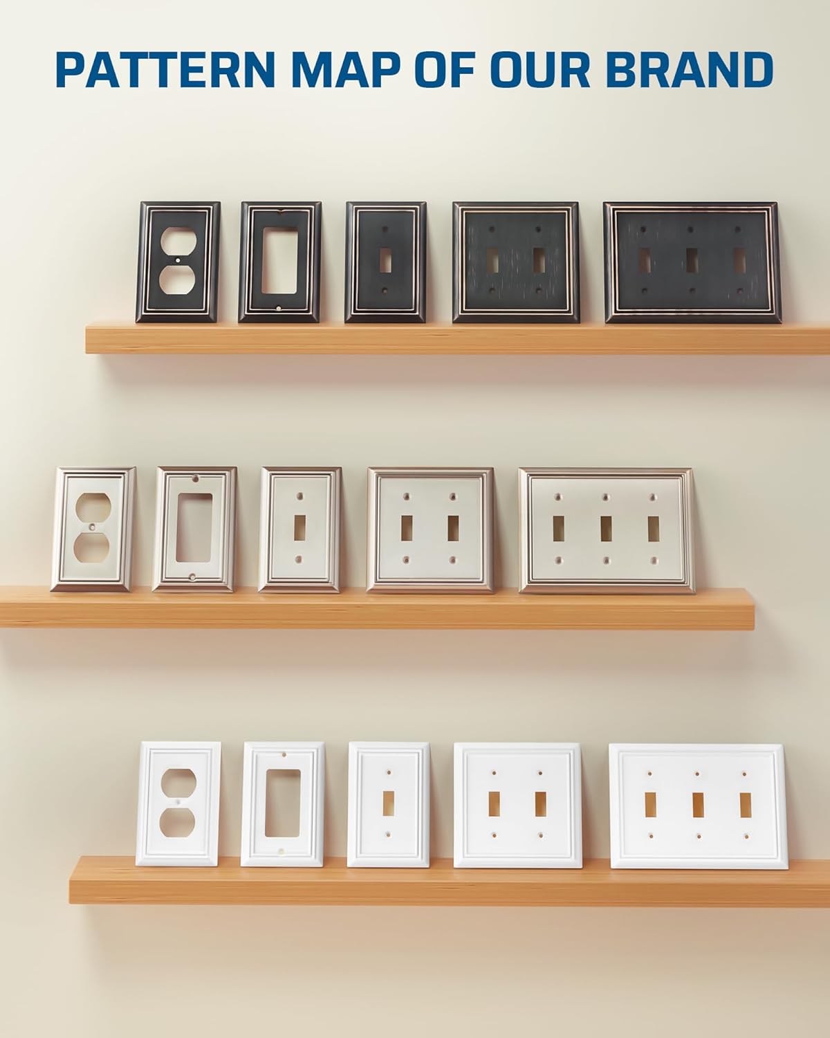 DEWENWILS Single Toggle Wall Plates, Brushed Nickel Metal Light Switch Cover Plates, 4.92" x 3.14"