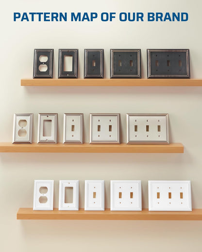 DEWENWILS Single Toggle Wall Plates, Brushed Nickel Metal Light Switch Cover Plates, 4.92" x 3.14"