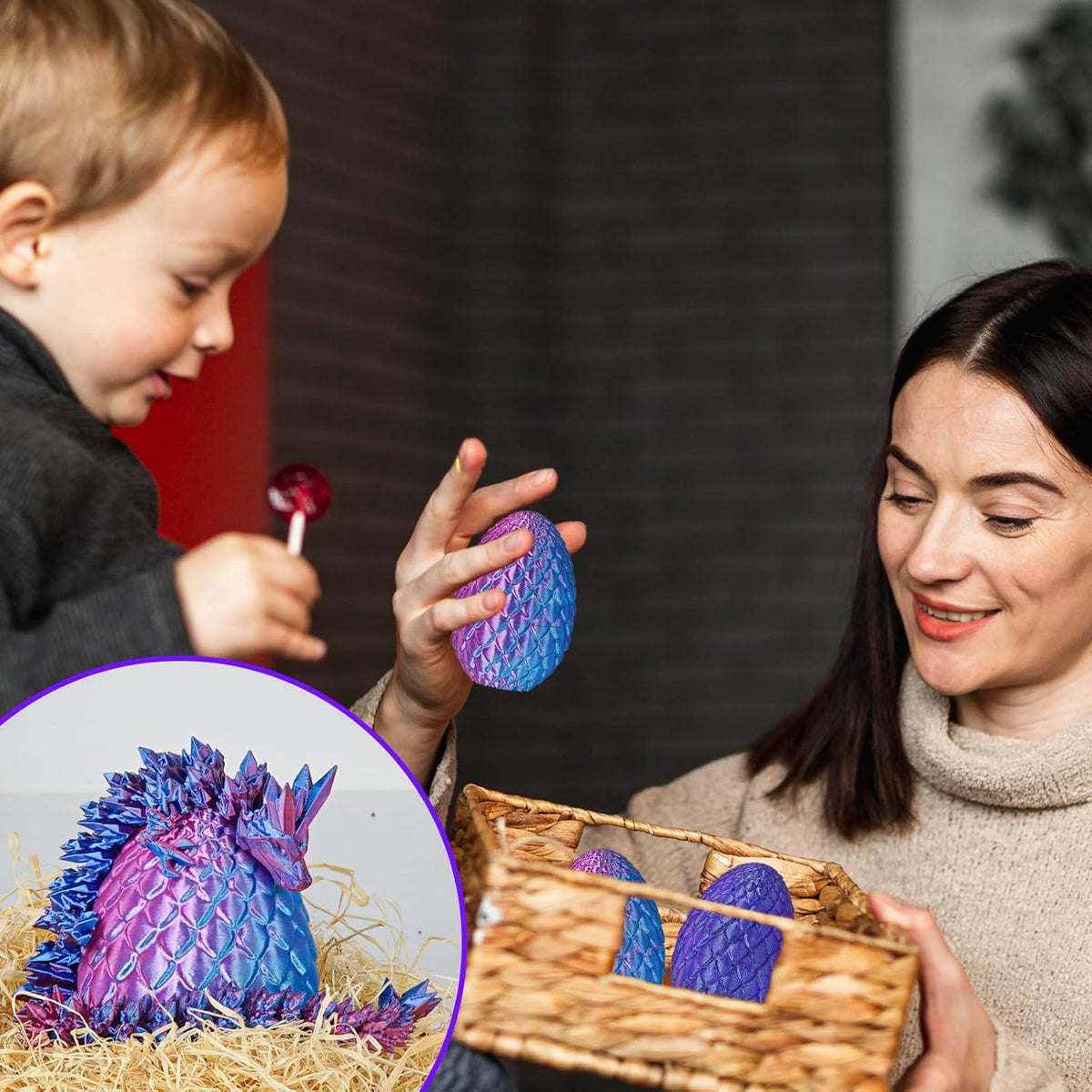 Small Dragon Eggs with Dragon Inside, 3D Printed Surprise Funny Gifts for Kids, Articulated Dragon