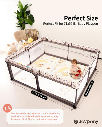 Baby Play Mat 71x59 Inches, Foldable Play Mats for Babies and Toddlers, Waterproof & Anti-Slip