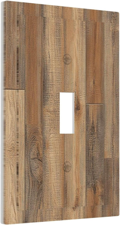 Decorative Light Switch Cover Retro Rustic Brown Wood Grain 1 Gang Single Toggle Device Electrical